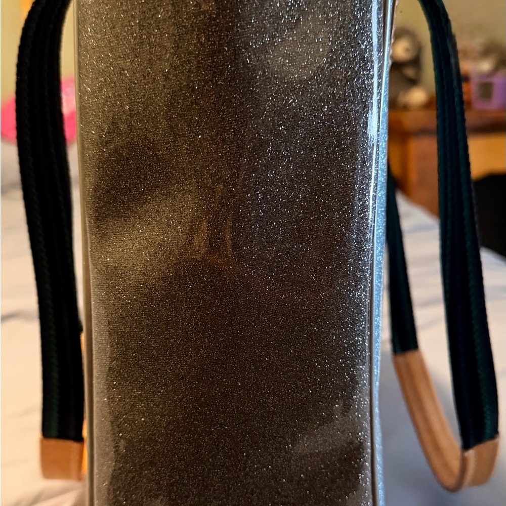 Consuela *VERY RARE* Orange Glitter Tote with Tiger Patch and Striped Handles - Picture 3 of 10